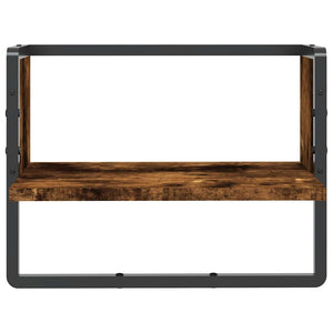 Ράφι Τοίχου με Μπάρα Καπνιστή Δρυς 40 x 25 x 30 εκ.