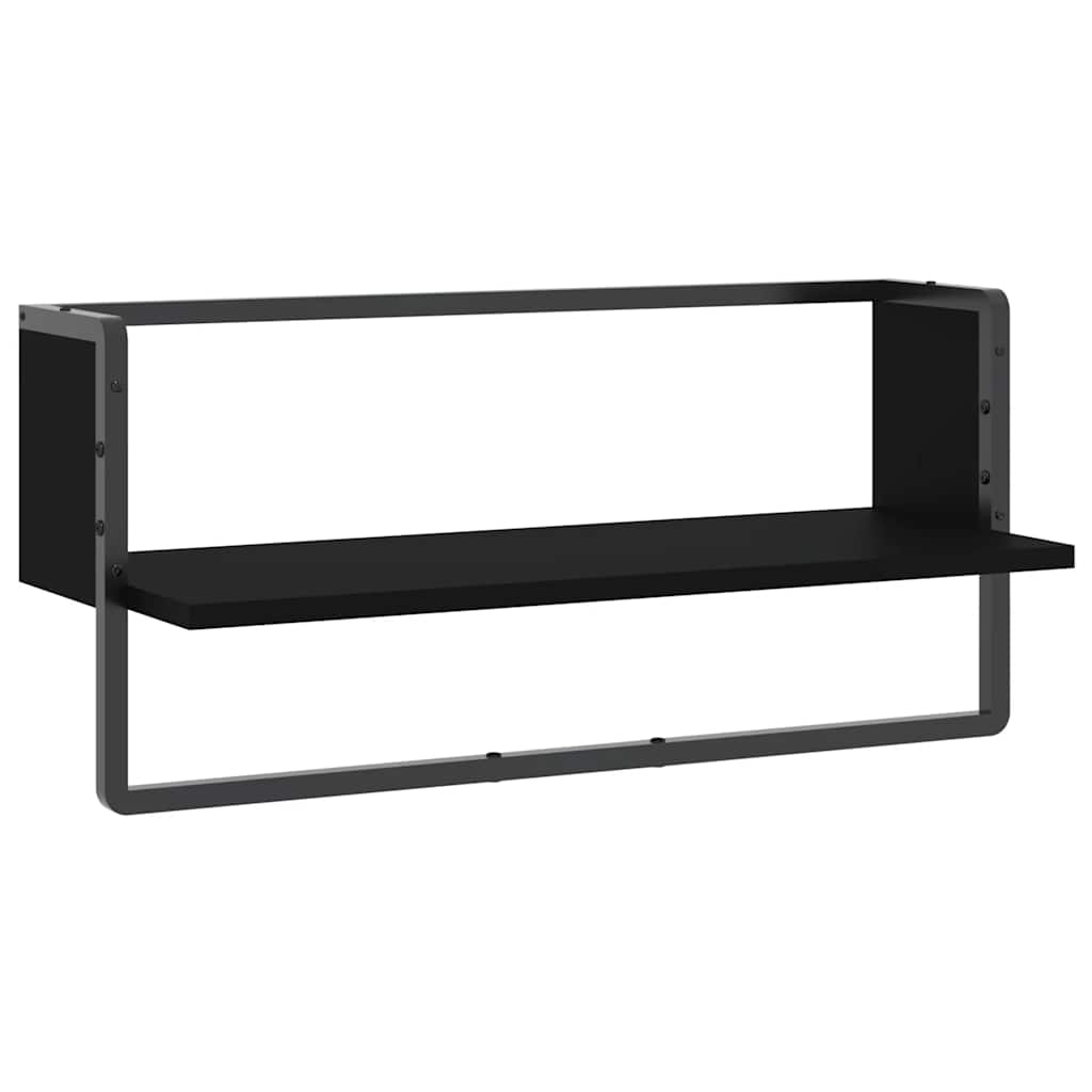 Ράφι Τοίχου με Μπάρα Μαύρο 65 x 25 x 30 εκ. - Pakobazaar