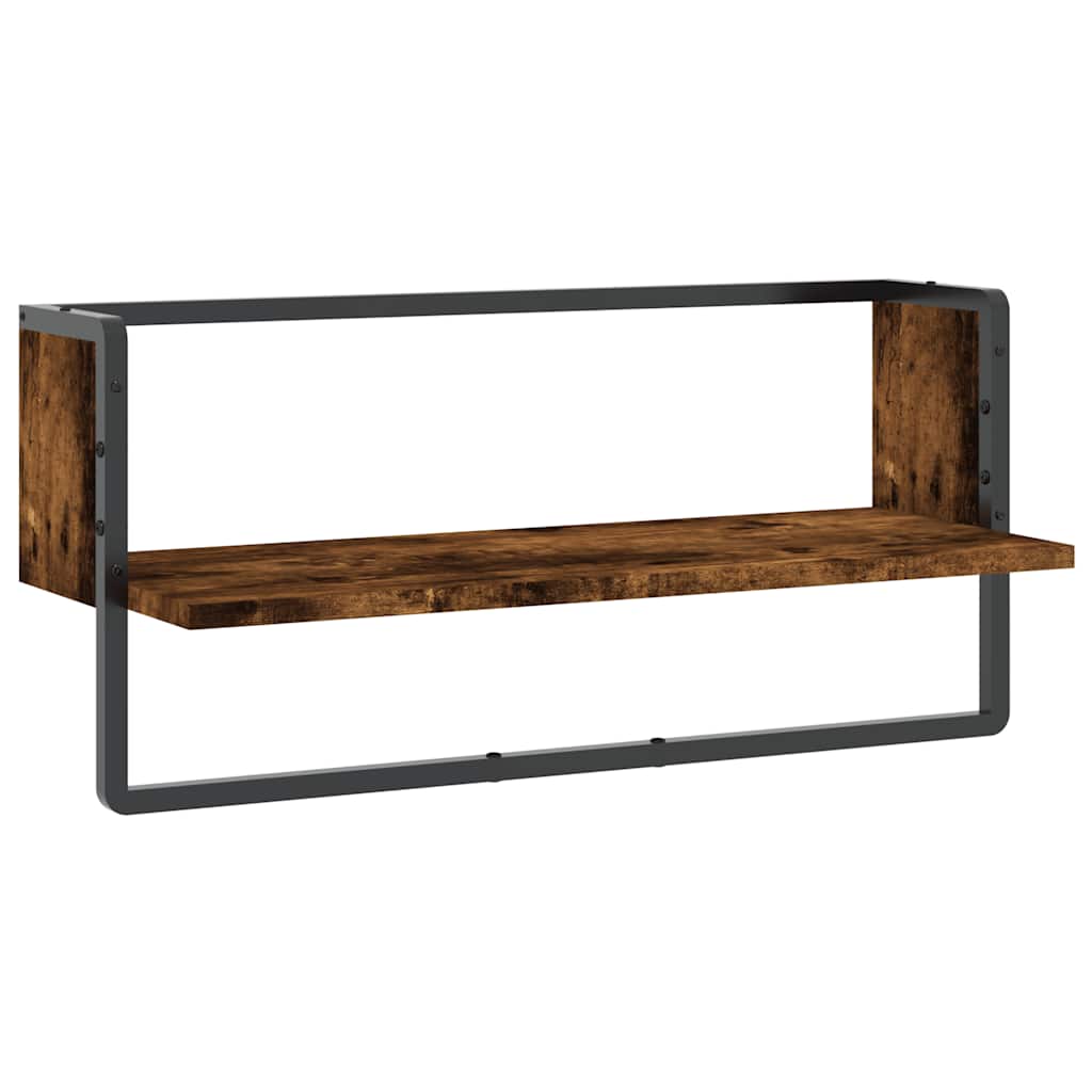 Ράφι Τοίχου με Μπάρα Καπνιστή Δρυς 65x25x30 εκ. - Pakobazaar