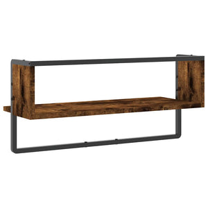 Ράφι Τοίχου με Μπάρα Καπνιστή Δρυς 65x25x30 εκ. - Pakobazaar