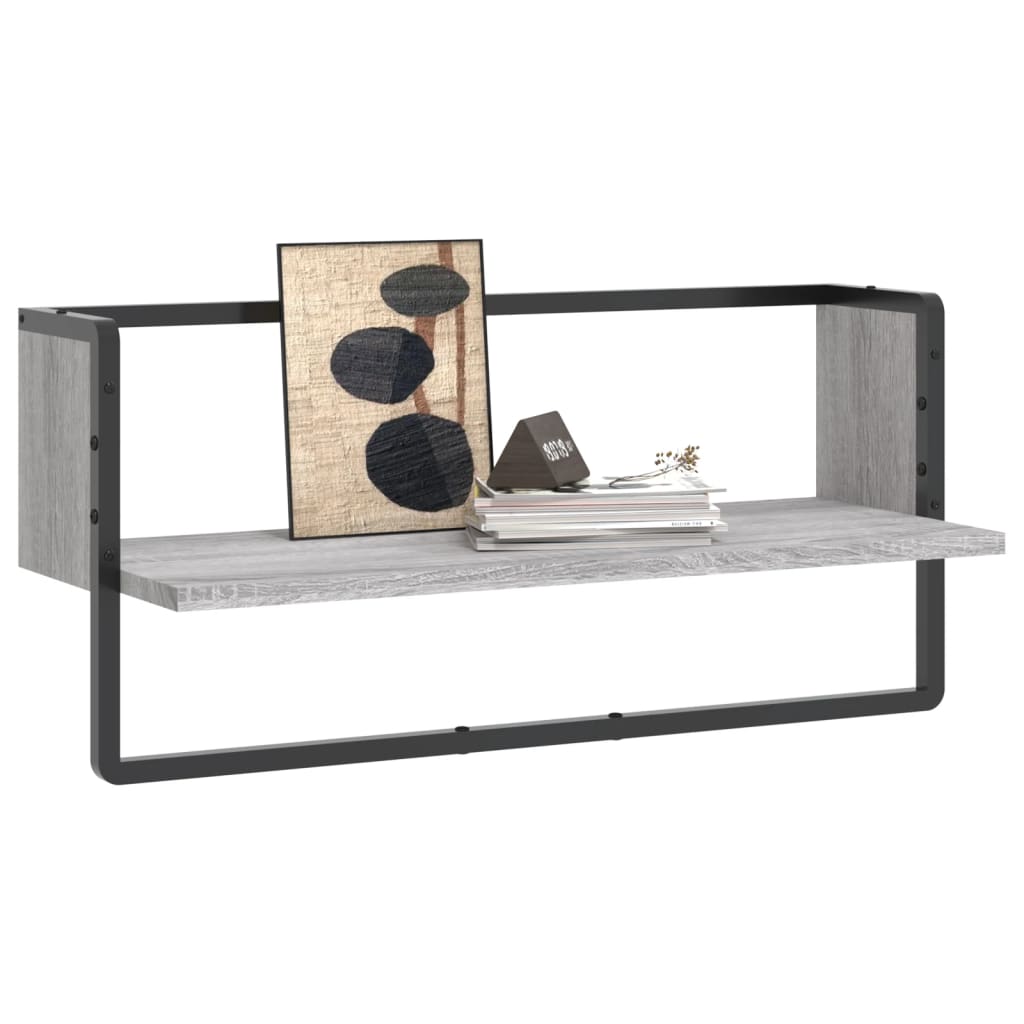 Ράφι Τοίχου με Μπάρα Γκρι Sonoma 65x25x30 εκ.