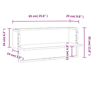 Ράφι Τοίχου με Μπάρα Γκρι Sonoma 65x25x30 εκ.