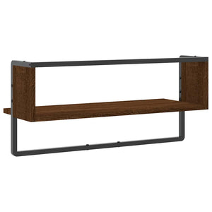 Ράφι Τοίχου με Μπάρα Καφέ Δρυς 65x25x30 εκ.