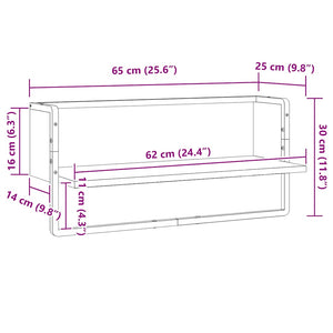 Ράφι Τοίχου με Μπάρα Καφέ Δρυς 65x25x30 εκ.