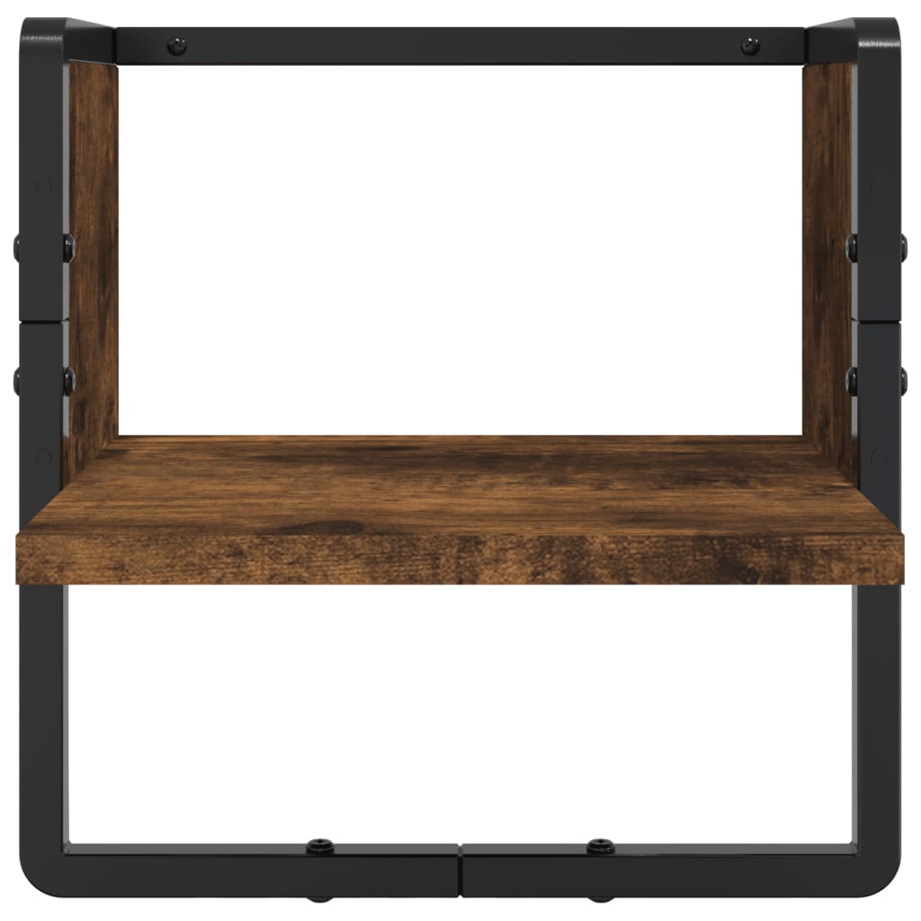 Ράφια Τοίχου Σετ 4 τεμ. με Μπάρες Καπνιστή Δρυς Επεξεργ. ξύλο - Pakobazaar