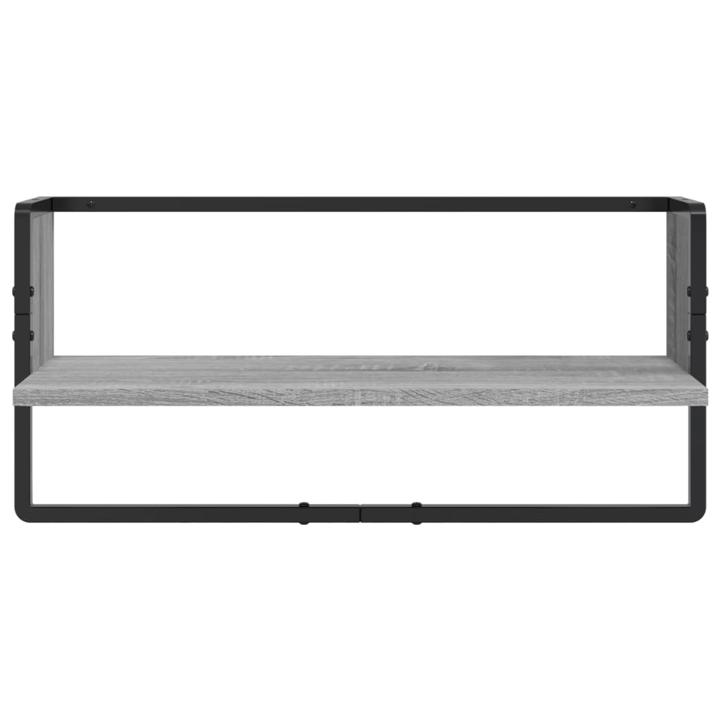 Ράφια Τοίχου Σετ 4 τεμ. με Μπάρες Γκρι Sonoma Επεξ. ξύλο