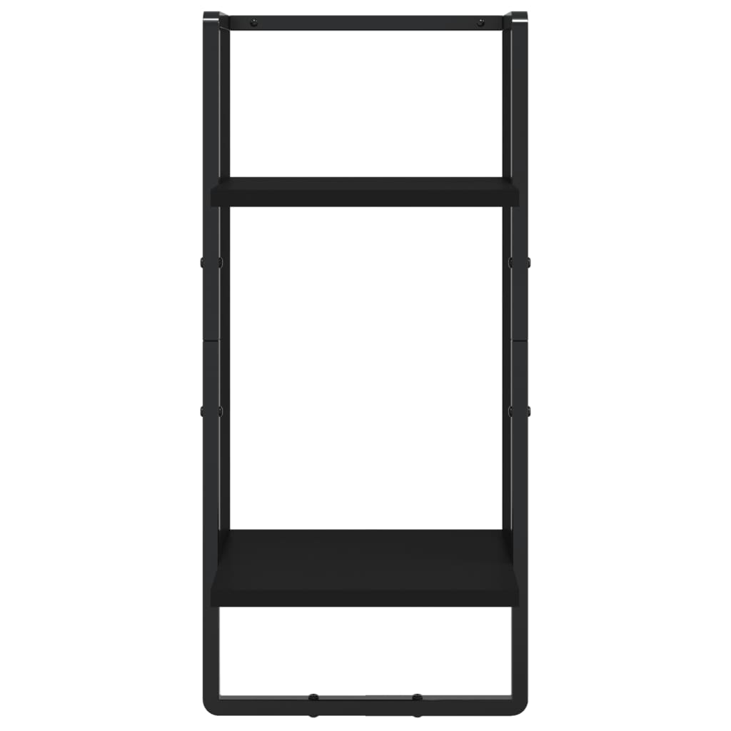 Ράφια Τοίχου Σετ 6 τεμ. με Μπάρες Μαύρα από Επεξεργασμένο ξύλο