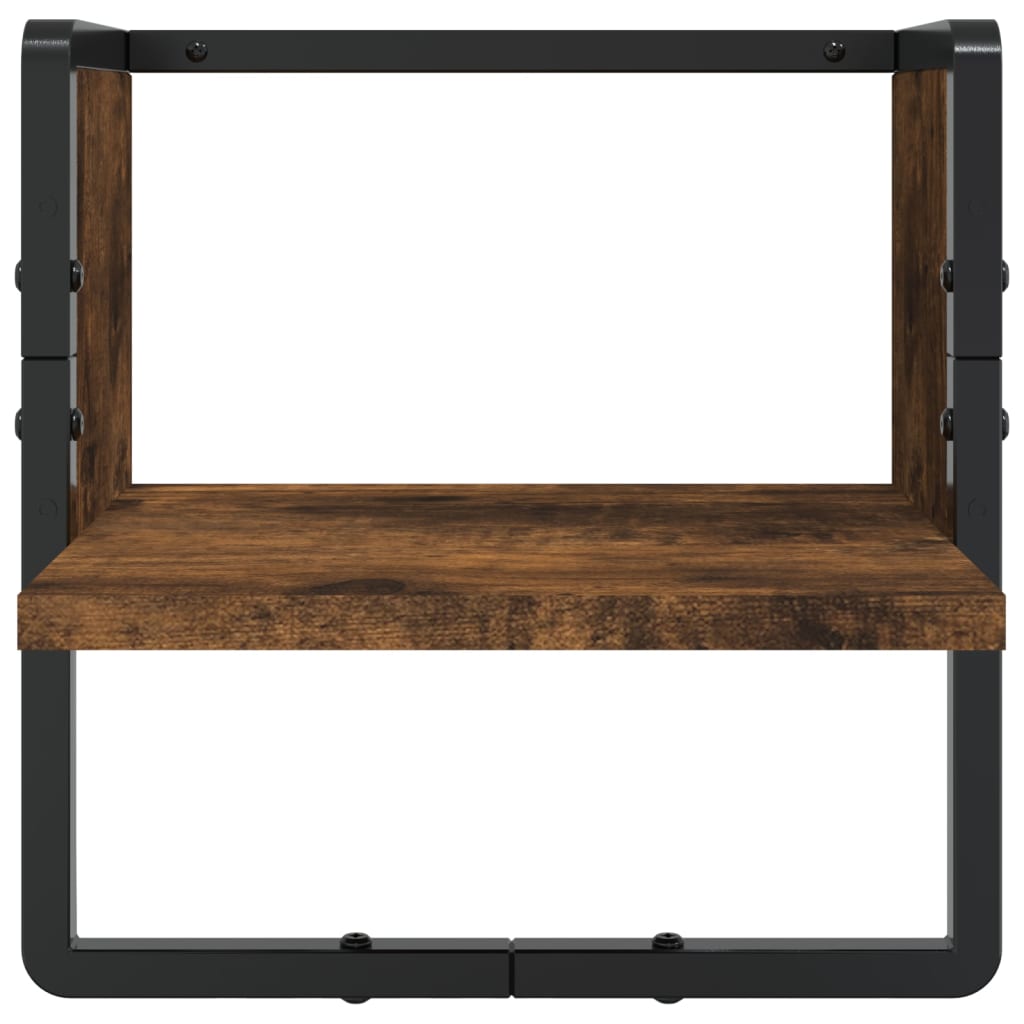 Ράφια Τοίχου Σετ 6 τεμ. με Μπάρες Καπνιστή Δρυς Επεξεργ. ξύλο - Pakobazaar