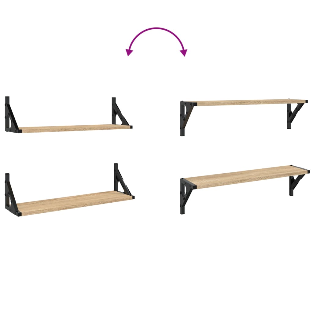 Ράφια Τοίχου 2 τεμ. Sonoma Δρυς 60 x 15 x 15,5 εκ.