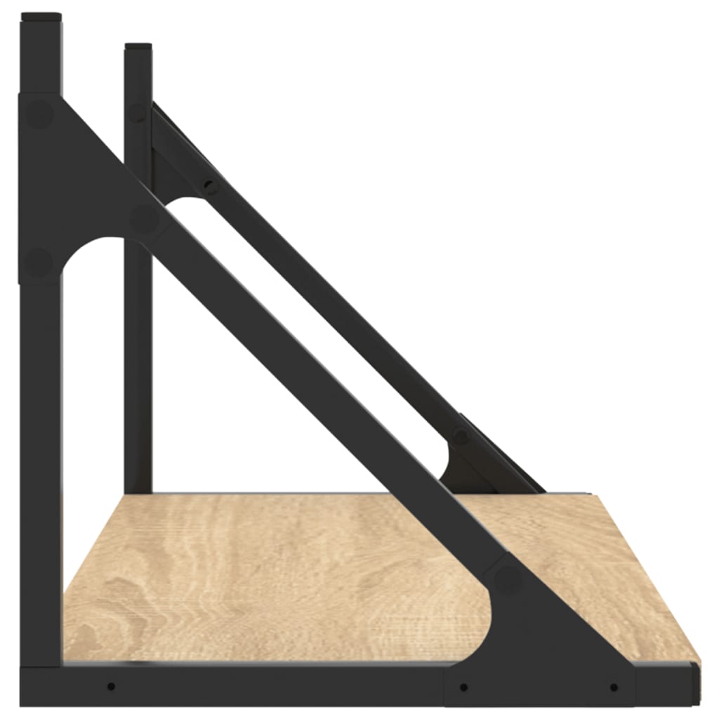 Ράφια Τοίχου 2 τεμ. Sonoma Δρυς 60x25x25,5εκ Επεξεργασμένο Ξύλο - Pakobazaar