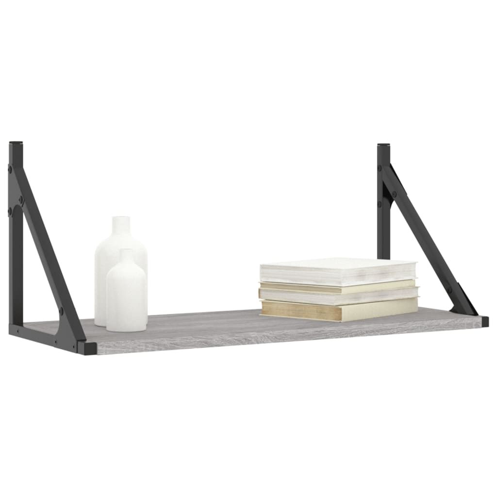 Ραφιέρες Τοίχου 2 τεμ. Γκρι Sonoma 60x25x25,5 εκ. Επεξ. Ξύλο - Pakobazaar