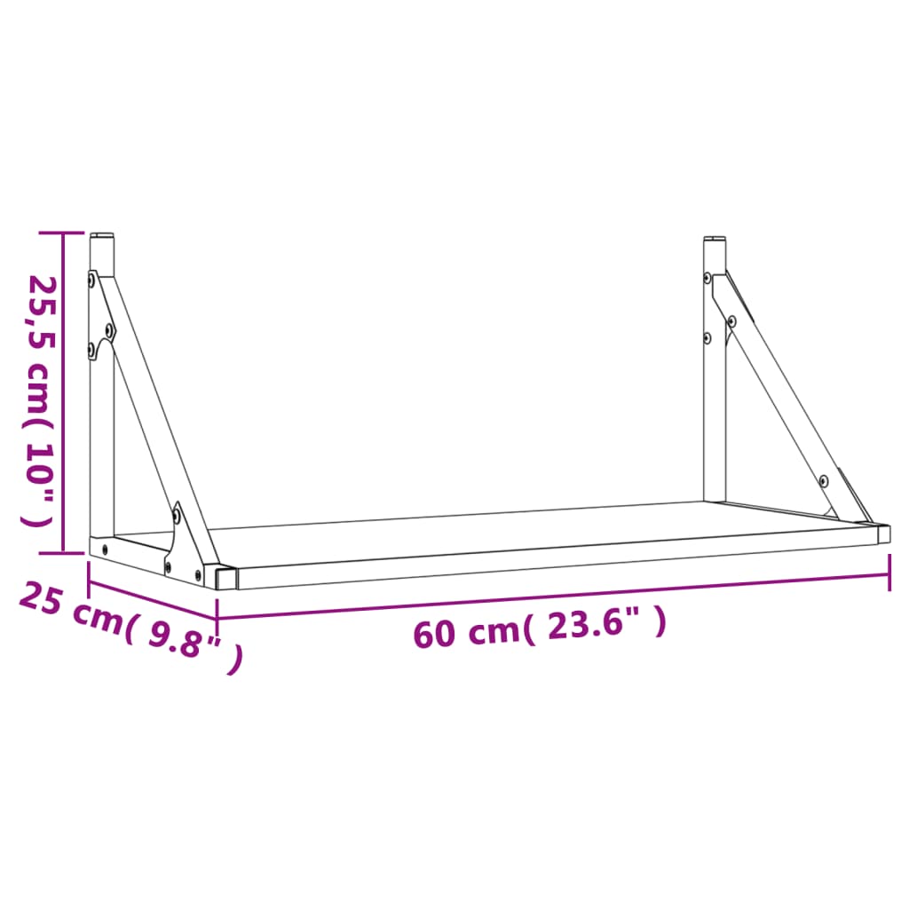 Ραφιέρες Τοίχου 2 τεμ. Καφέ Δρυς 60x25x25,5 εκ. από Επεξ. Ξύλο