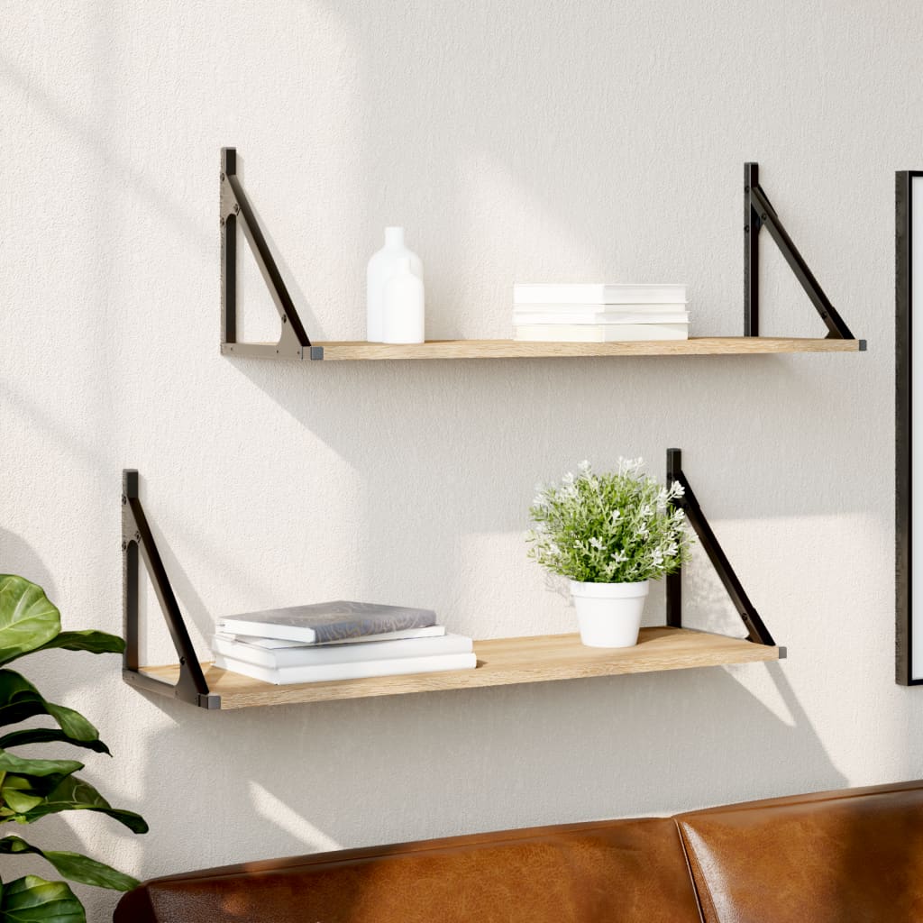 Ράφια Τοίχου 2 τεμ. Sonoma Δρυς 80x25x25,5 εκ. από Τεχνητό Ξύλο - Pakobazaar