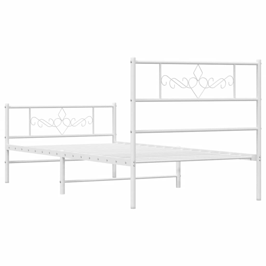 Πλαίσιο Κρεβατιού με Κεφαλάρι&Ποδαρικό Λευκό 100x190εκ. Μέταλλο