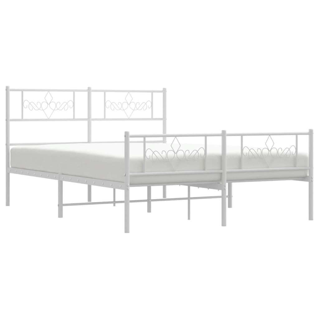 Πλαίσιο Κρεβατιού με Κεφαλάρι&Ποδαρικό Λευκό 160x200εκ. Μέταλλο - Pakobazaar