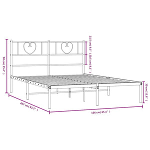 Πλαίσιο Κρεβατιού με Κεφαλάρι Μαύρο 160 x 200 εκ. Μεταλλικό - Pakobazaar