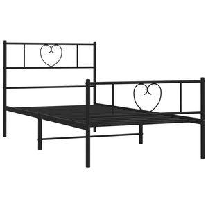Πλαίσιο Κρεβατιού με Κεφαλάρι&Ποδαρικό Μαύρο 75x190 εκ. Μέταλλο