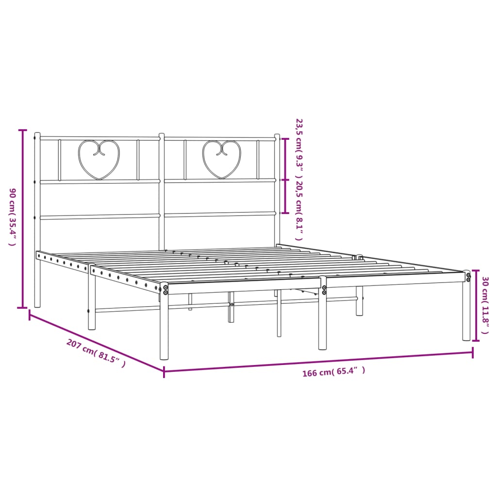Πλαίσιο Κρεβατιού με Κεφαλάρι Λευκό 160x200 εκ. Μεταλλικό