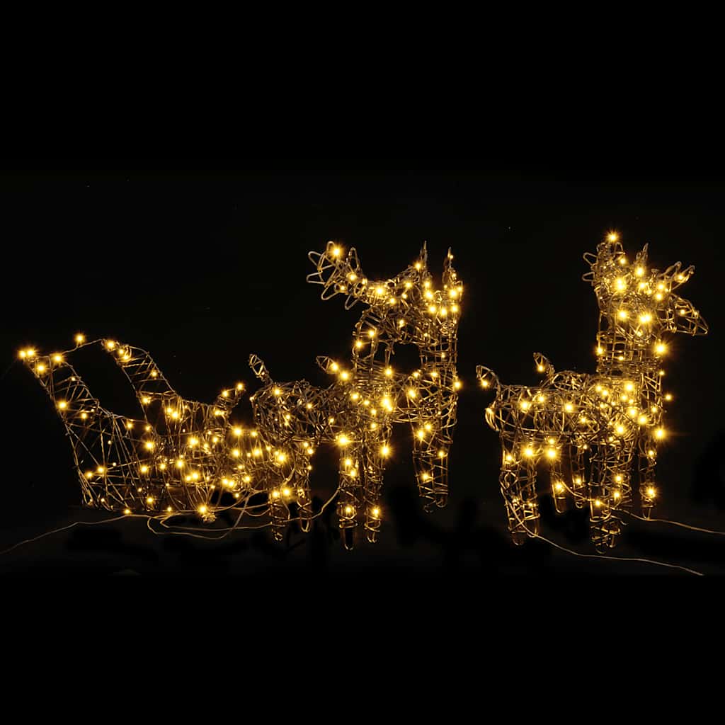Διακόσμηση Χριστουγ. Τάρανδοι/Έλκηθρα 240 LED Θερμό Λευκό Ρατάν