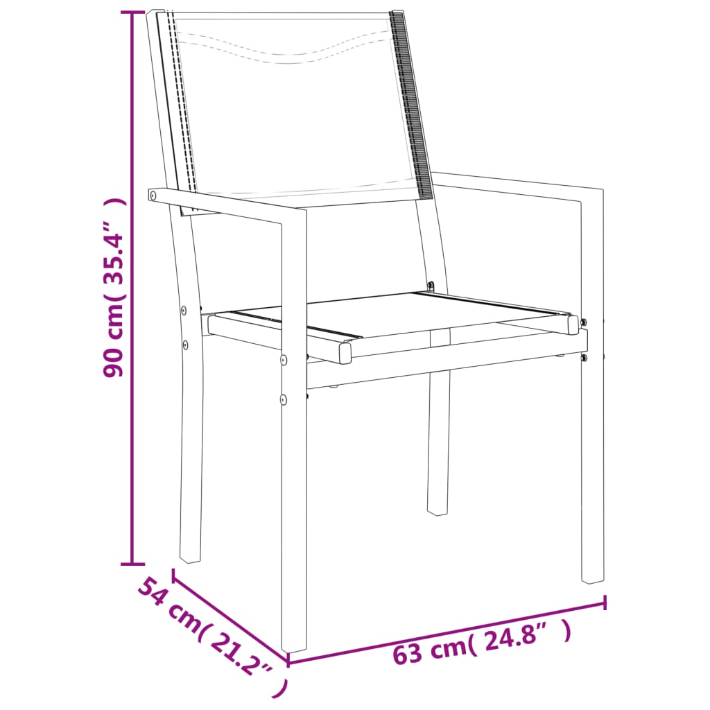 Σετ Τραπεζαρίας Κήπου 3 Τεμαχίων Μαύρο από Ατσάλι & Textilene