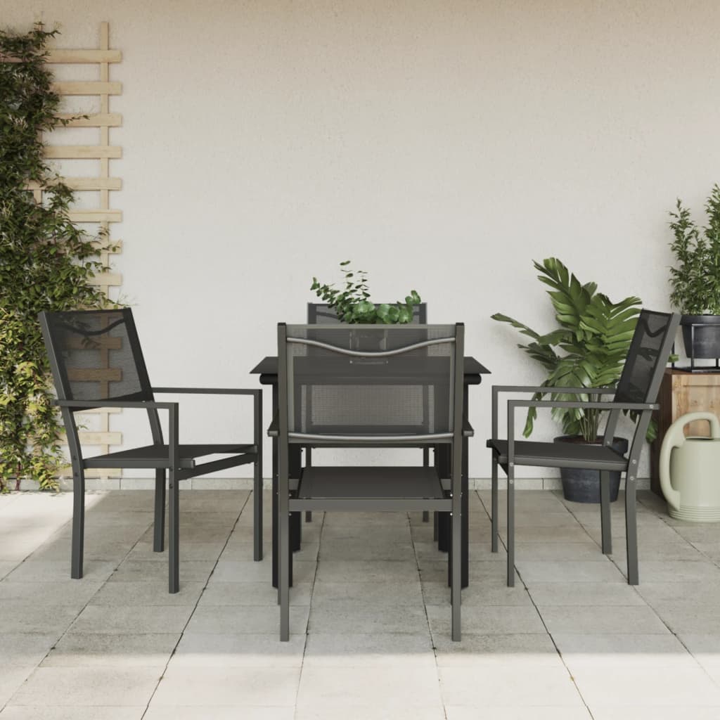 Σετ Τραπεζαρίας Κήπου 5 Τεμαχίων Μαύρο Ατσάλι & Textilene