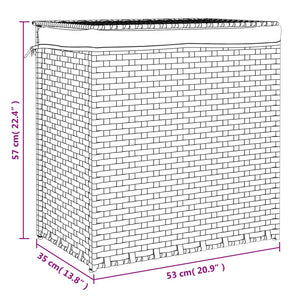Καλάθι Πλυντηρίου 2 Τμήματα Γκρι 53x35x57εκ. Συνθετικό Ρατάν