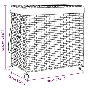 Καλάθι Άπλυτων με Τροχούς Γκρι 60x35x60,5 εκ. από Ρατάν