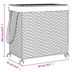 Καλάθι Άπλυτων με Τροχούς Λευκό 60x35x60,5 εκ. από Ρατάν
