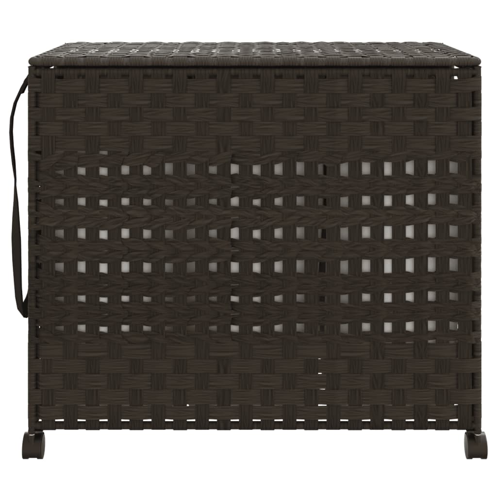 Καλάθι Άπλυτων με Τροχούς Σκούρο Καφέ 66x35x60 εκ. από Ρατάν