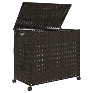 Καλάθι Άπλυτων με Τροχούς Σκούρο Καφέ 66x35x60 εκ. από Ρατάν