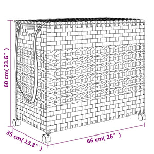 Καλάθι Άπλυτων με Τροχούς Σκούρο Καφέ 66x35x60 εκ. από Ρατάν