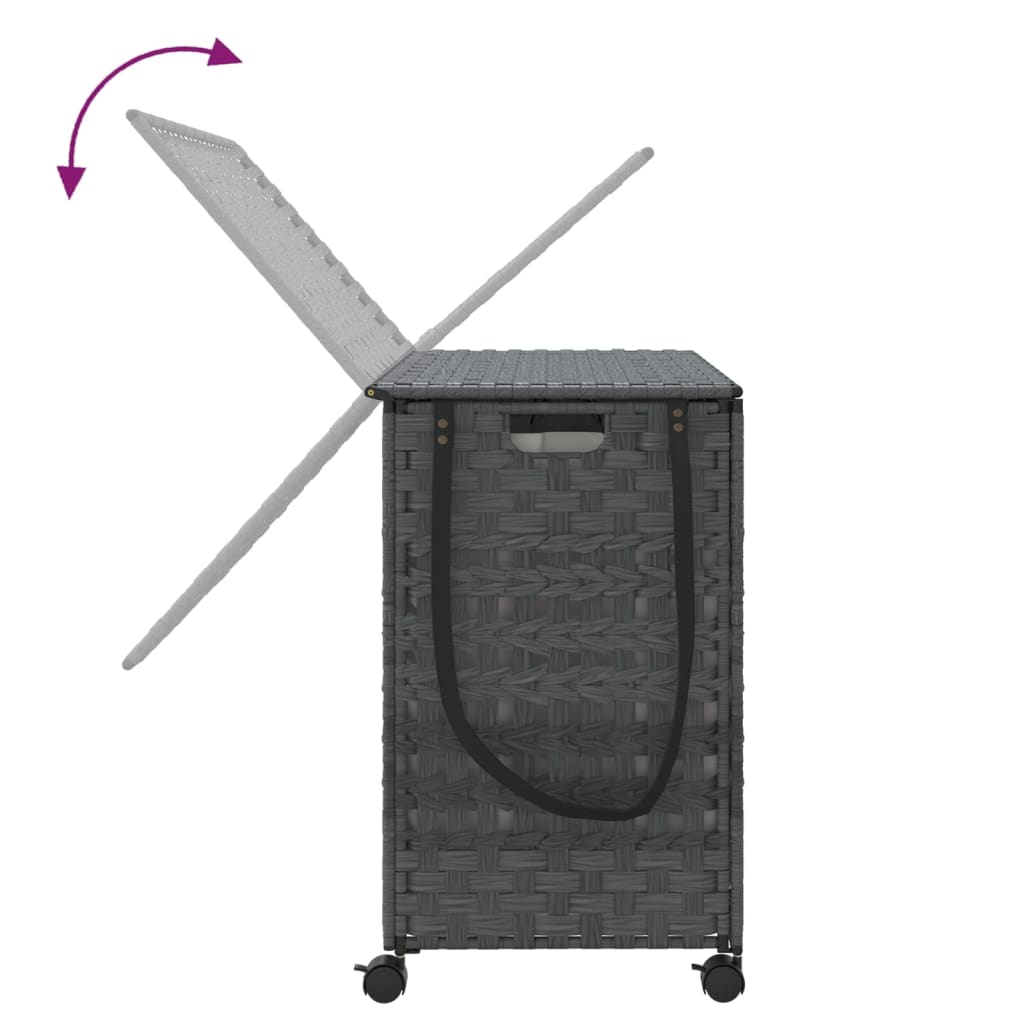 Καλάθι Άπλυτων με Τροχούς Γκρι 66x35x60 εκ. από Ρατάν