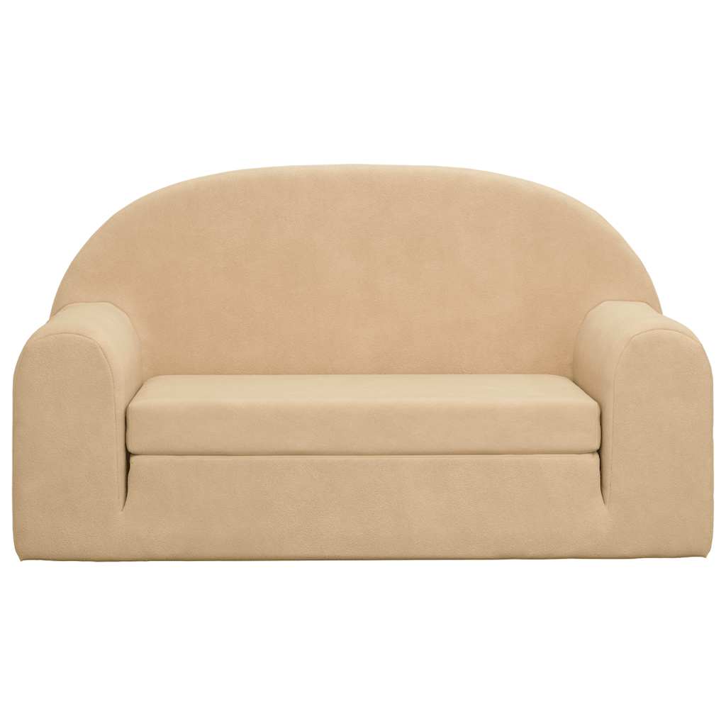 Καναπές/Κρεβάτι Παιδικός Διθέσιος Κρεμ Μαλακό Βελουτέ Ύφασμα - Pakobazaar