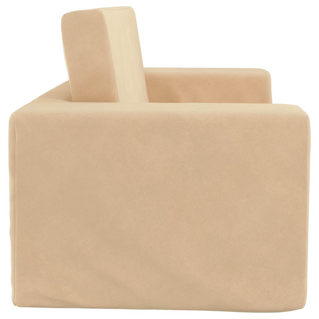 Καναπές/Κρεβάτι Παιδικός Διθέσιος Κρεμ Μαλακό Βελουτέ Ύφασμα - Pakobazaar