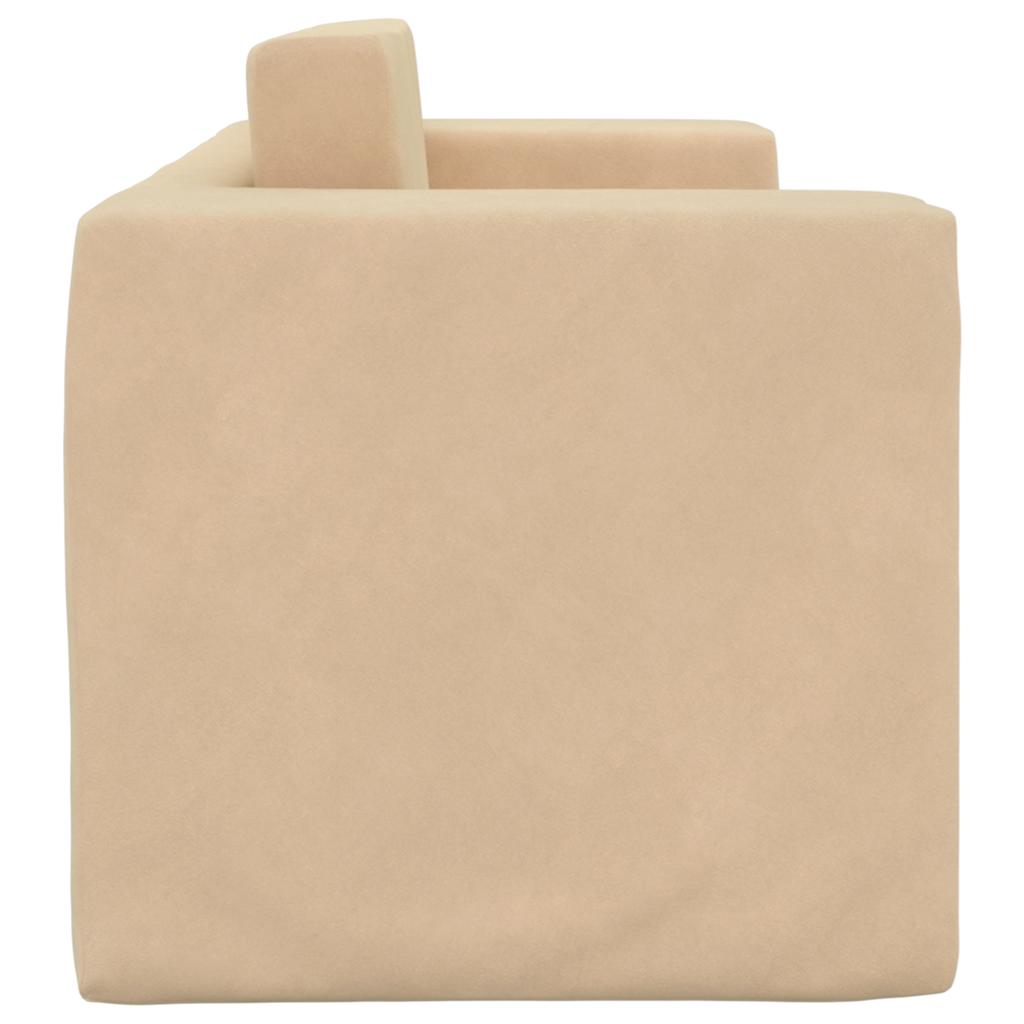 Καναπές/Κρεβάτι Παιδικός Διθέσιος Κρεμ Μαλακό Βελουτέ Ύφασμα