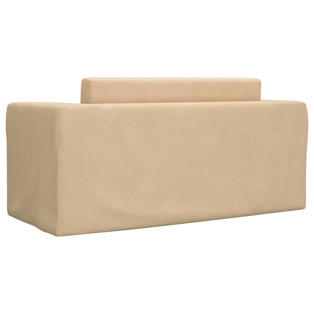 Καναπές/Κρεβάτι Παιδικός Διθέσιος Κρεμ Μαλακό Βελουτέ Ύφασμα