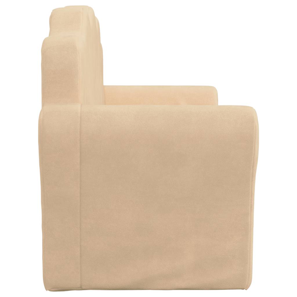 Καναπές/Κρεβάτι Παιδικός Διθέσιος Κρεμ Μαλακό Βελουτέ Ύφασμα - Pakobazaar