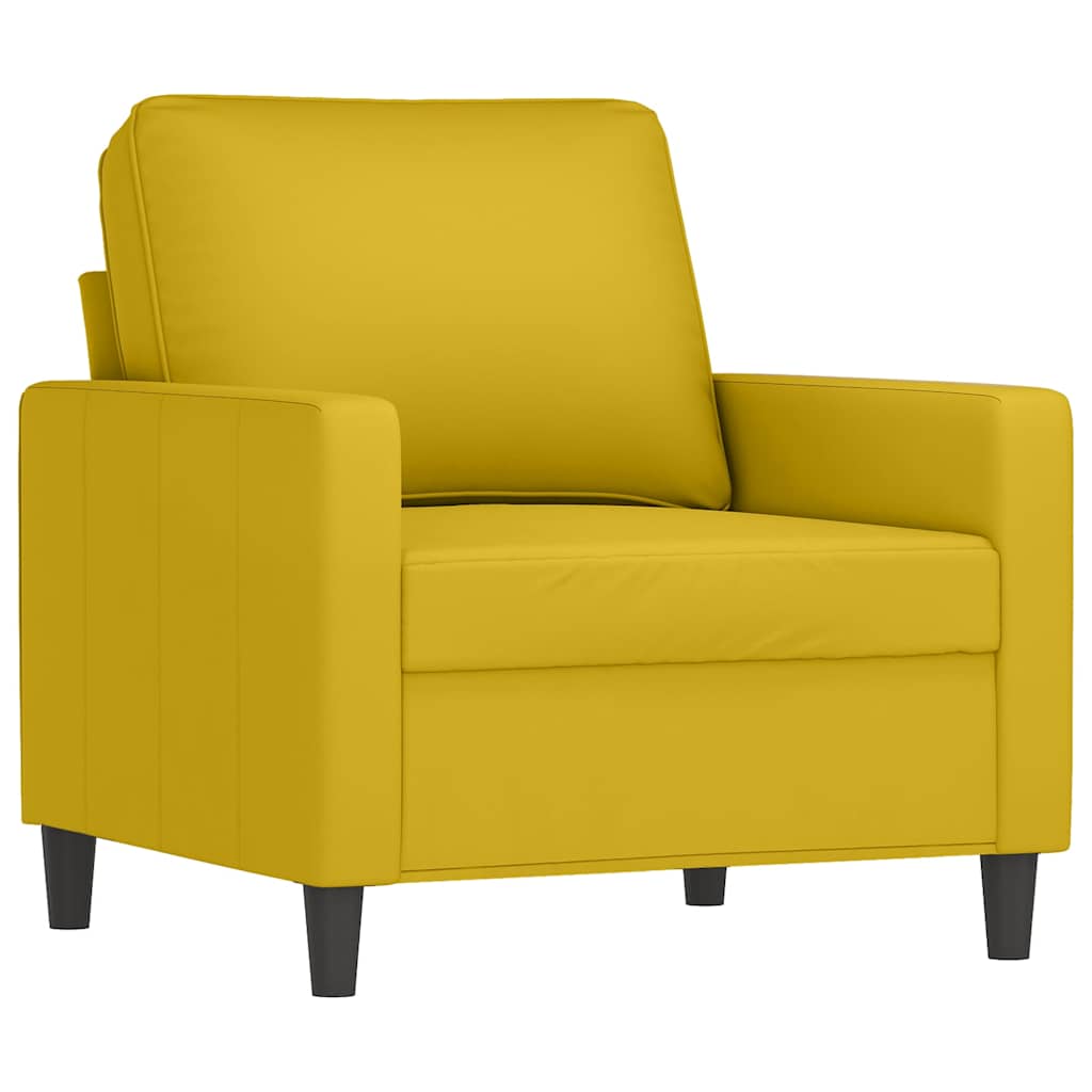 Πολυθρόνα Κίτρινη 60 εκ. Βελούδινη με Υποπόδιο