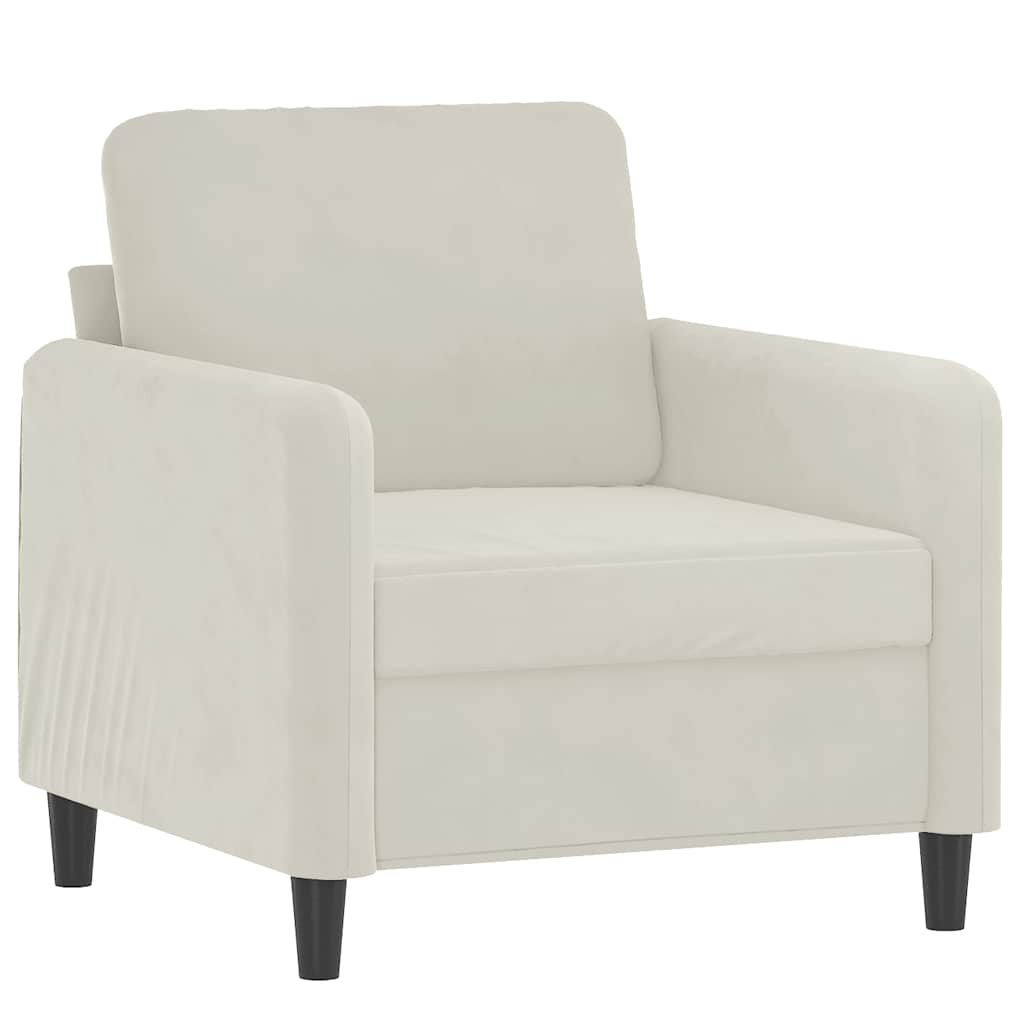 Πολυθρόνα Κρεμ 60 εκ. Βελούδινη με Υποπόδιο