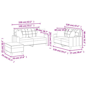 Πολυθρόνες Σετ 3 Τεμαχίων Κρεμ Συνθετικό Δέρμα με Μαξιλάρια - Pakobazaar