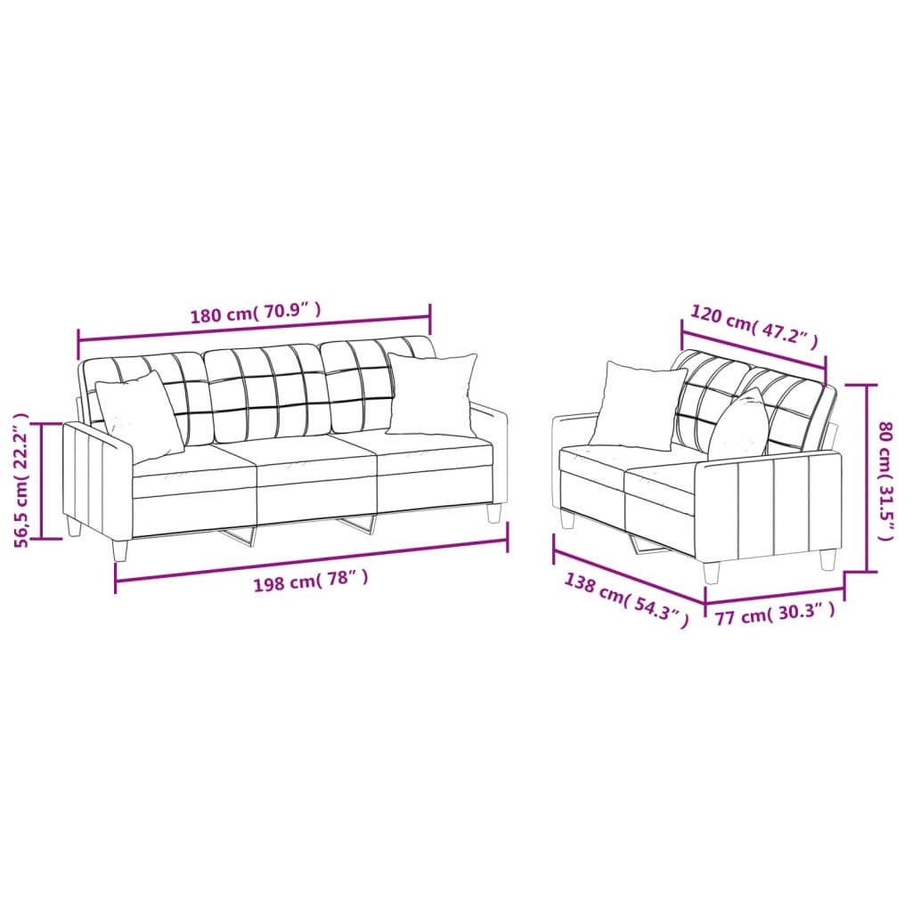 Πολυθρόνες Σετ 2 Τεμαχίων Κρεμ Συνθετικό Δέρμα με Μαξιλάρια