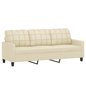 Πολυθρόνες Σετ 3 Τεμαχίων Κρεμ Συνθετικό Δέρμα με Μαξιλάρια