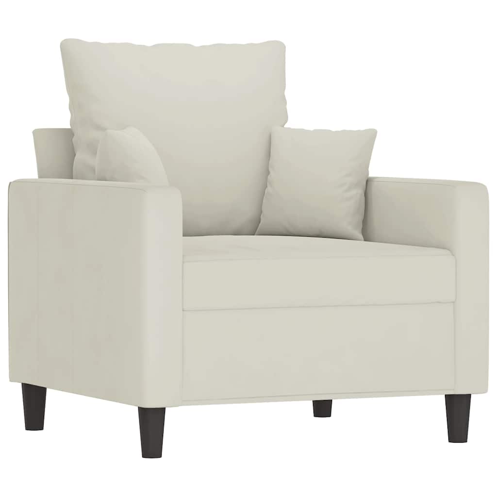 Πολυθρόνες Σετ 4 Τεμαχίων Κρεμ από Βελούδο με Μαξιλάρια