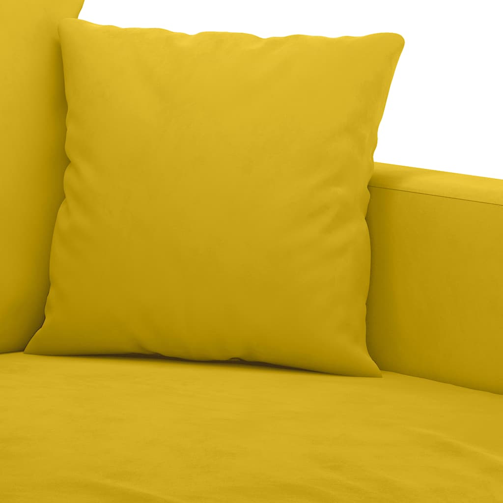 Σετ Σαλονιού 3 Τεμαχίων Κίτρινο από Βελούδο με Μαξιλάρια