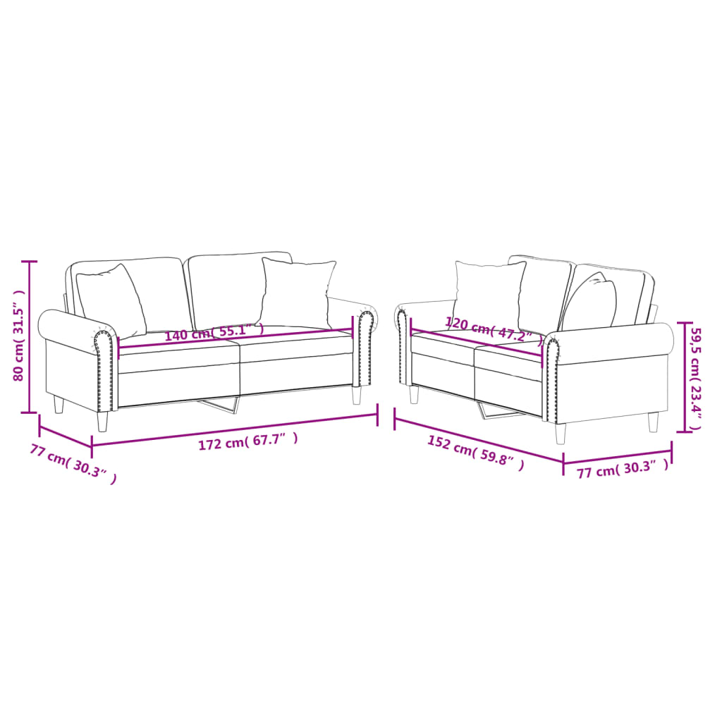 Σετ Σαλονιού 2 τεμ. Καπουτσίνο Συνθετικό Δέρμα Μαξιλάρια