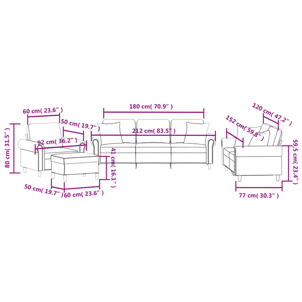 Σετ Σαλονιού 4 Τεμαχίων Μαύρο Βελούδινο με Μαξιλάρια