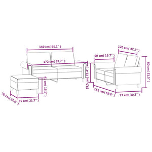 Πολυθρόνες Σετ 3 Τεμαχίων Καφέ από Βελούδο με Μαξιλάρια - Pakobazaar