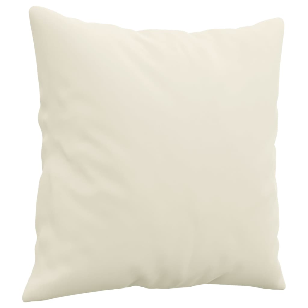 Σετ Σαλονιού 2 Τεμαχίων Κρεμ Βελούδινο με Μαξιλάρια