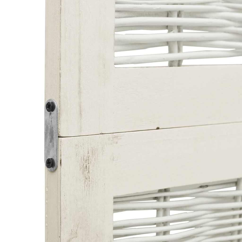 Διαχωριστικό Χώρου με 3 Πάνελ Λευκό από Μασίφ Ξύλο Παυλώνιας