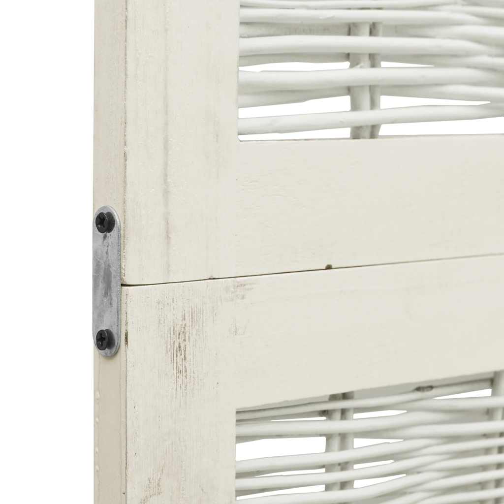 Διαχωριστικό Χώρου με 5 Πάνελ Λευκό από Μασίφ Ξύλο Παυλώνιας